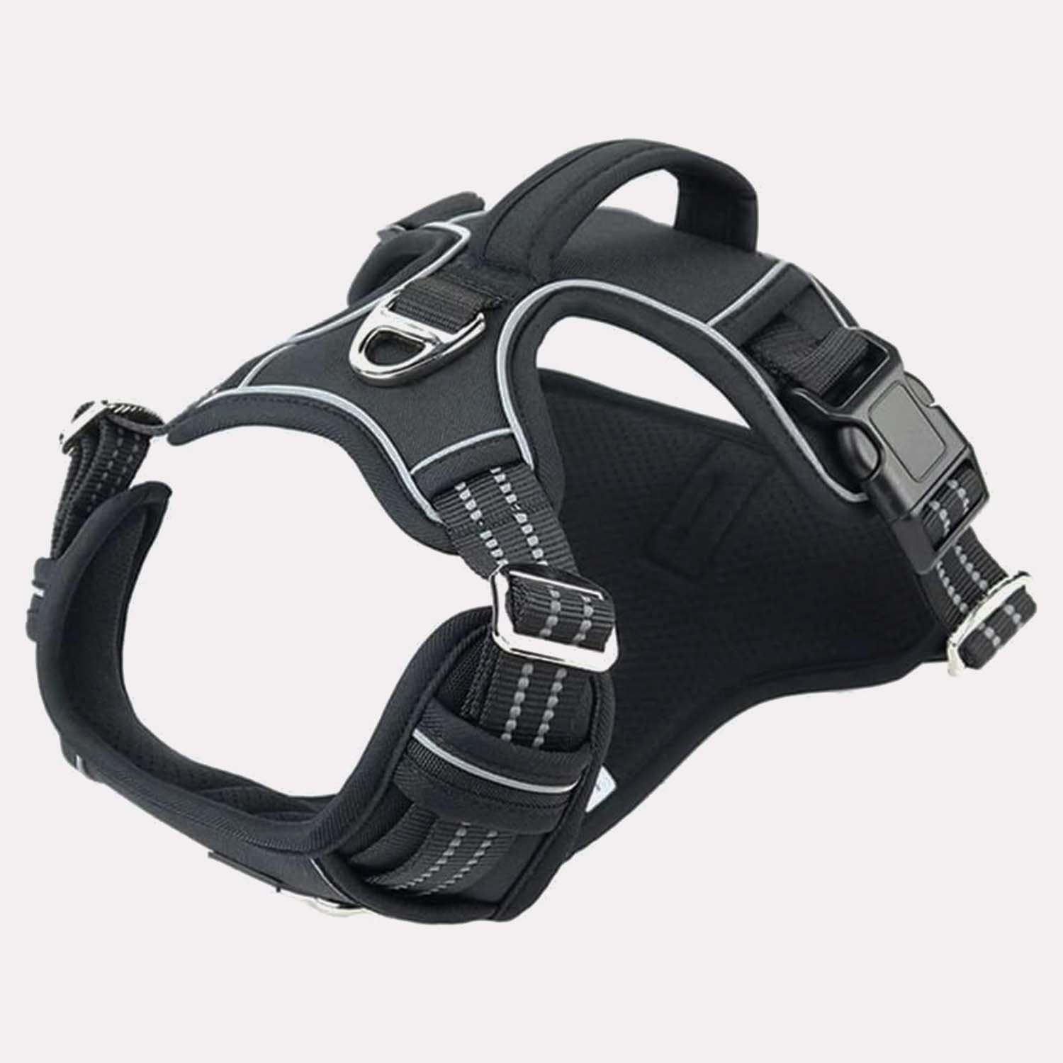 Harnais pour Chien Ergonomique en Nylon avec Confort et Sécurité en Noir et Gris