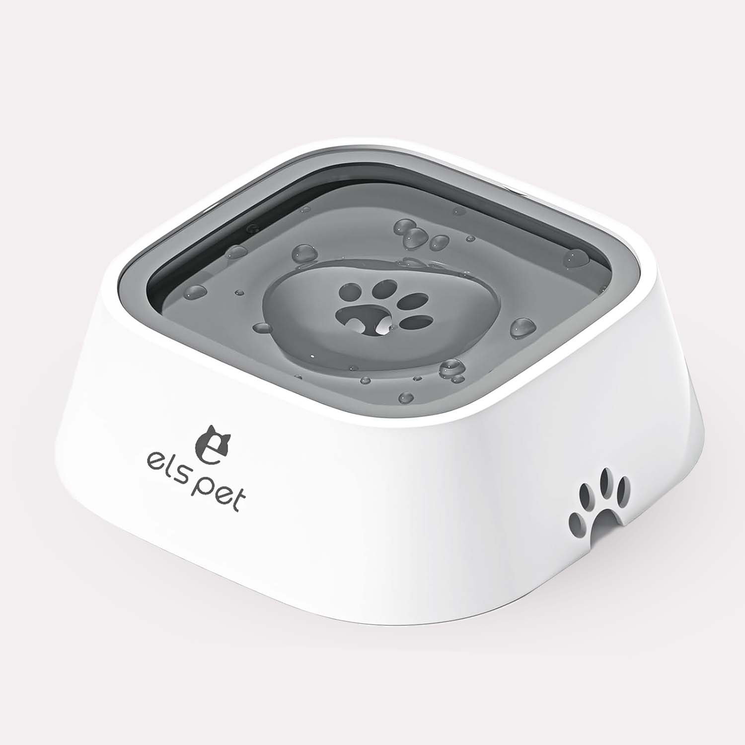 Gamelle pour Animaux Anti-Débordement Plastique Durable Blanc et Gris Élégante