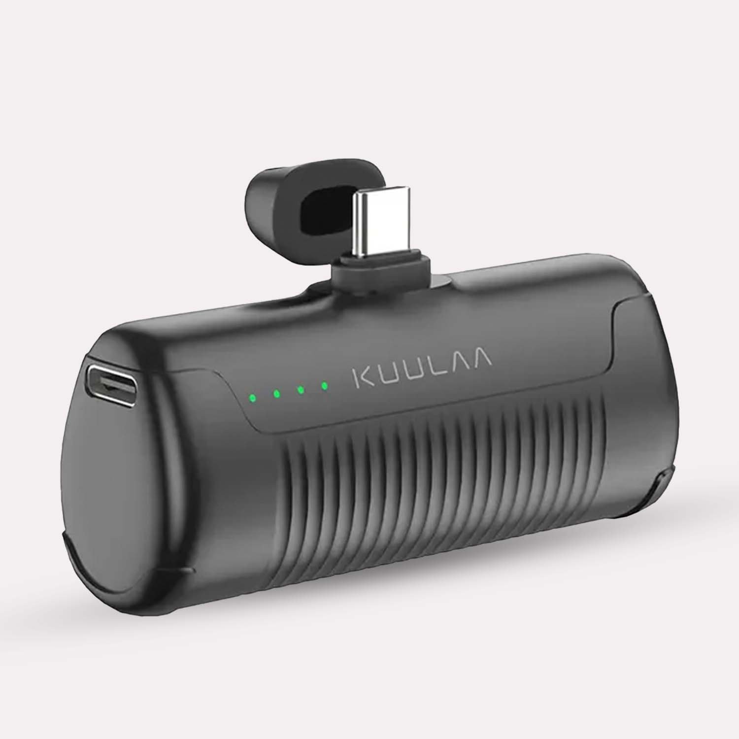 Mini Powerbank Compacte 4500mAh USB-C Noir Mat avec Indicateurs LED