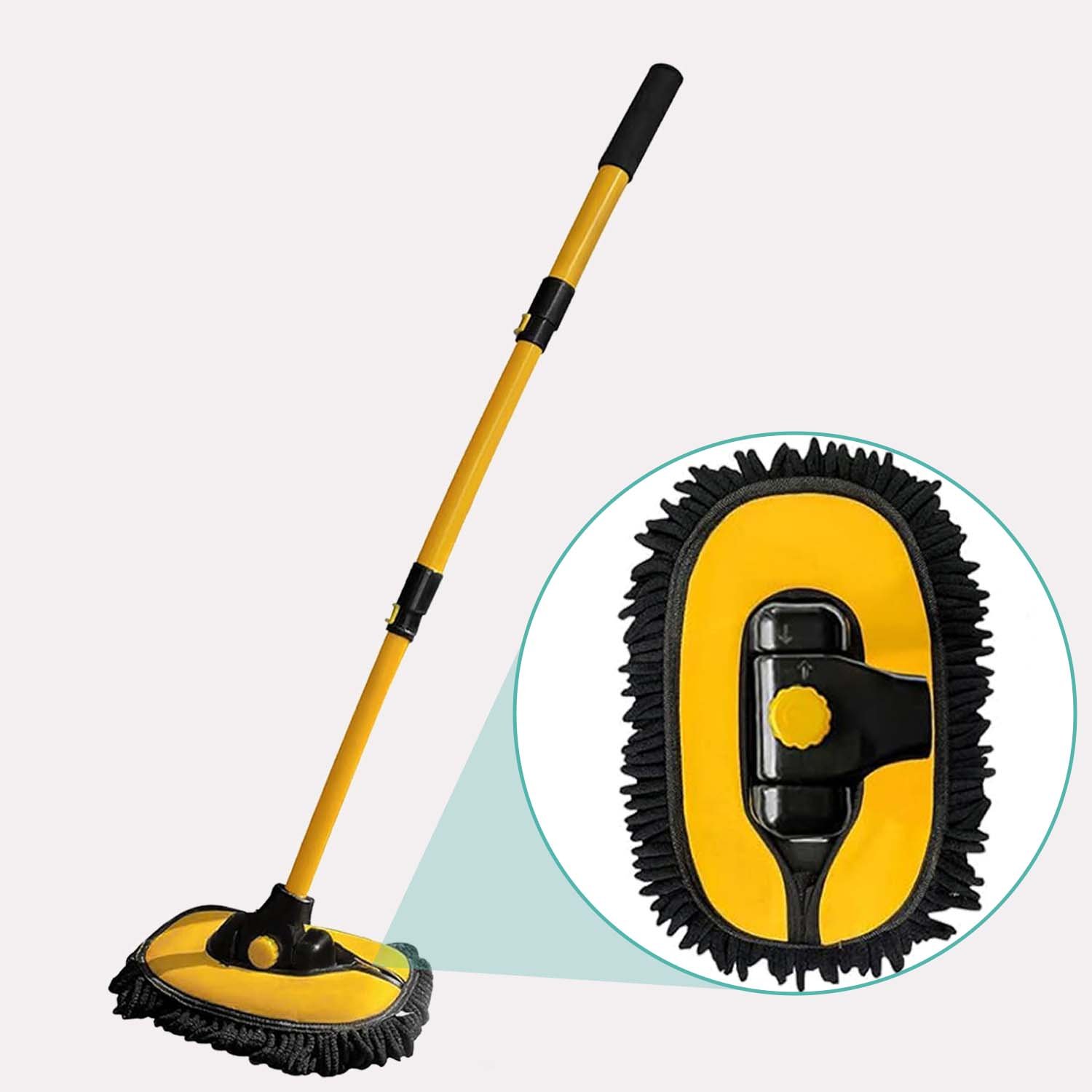 Brosse de Lavage Auto Ergonomique Jaune en Microfibre et Plastique