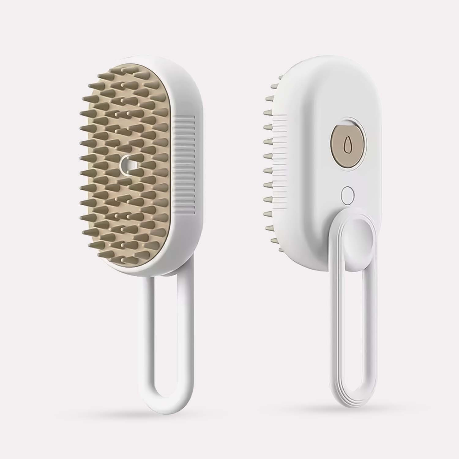 Brosse pour Animaux Douce en Silicone et ABS Blanc Beige avec Confort