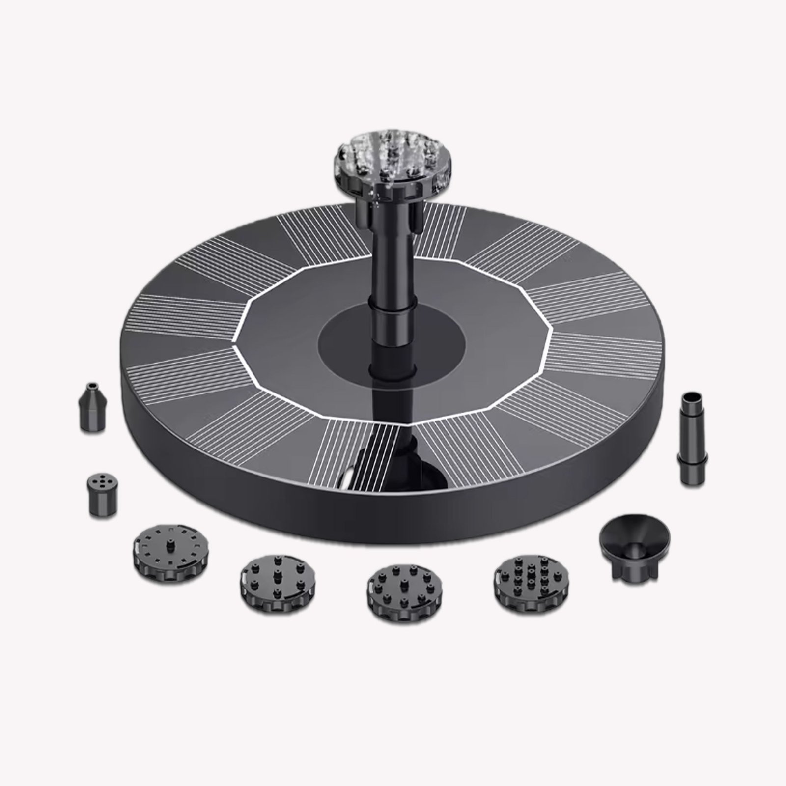 Fontaine Solaire Moderne Noir/Argent, Éco-Responsable, Design Élégant