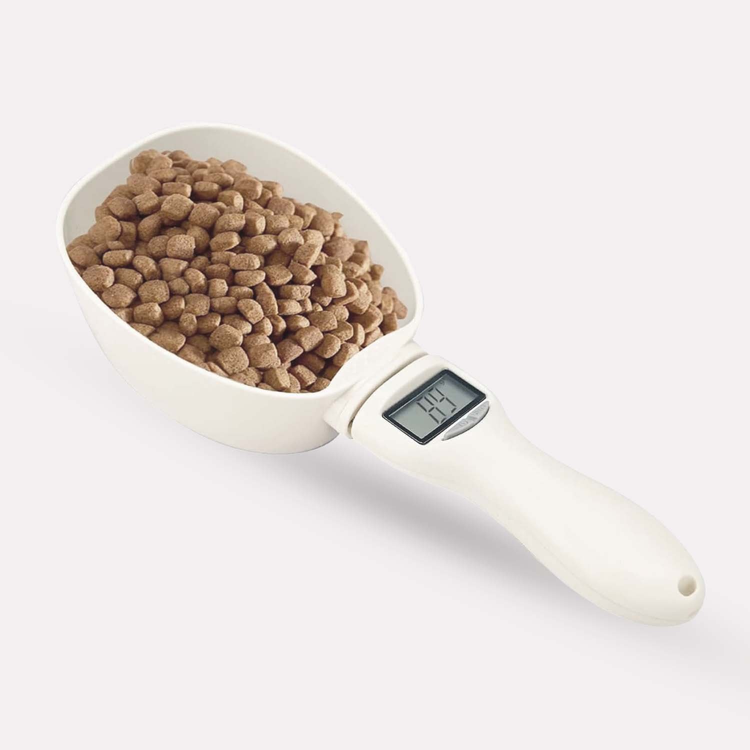 Cuillère de Mesure pour Animaux avec Balance Numérique Plastique Blanc Design Moderne