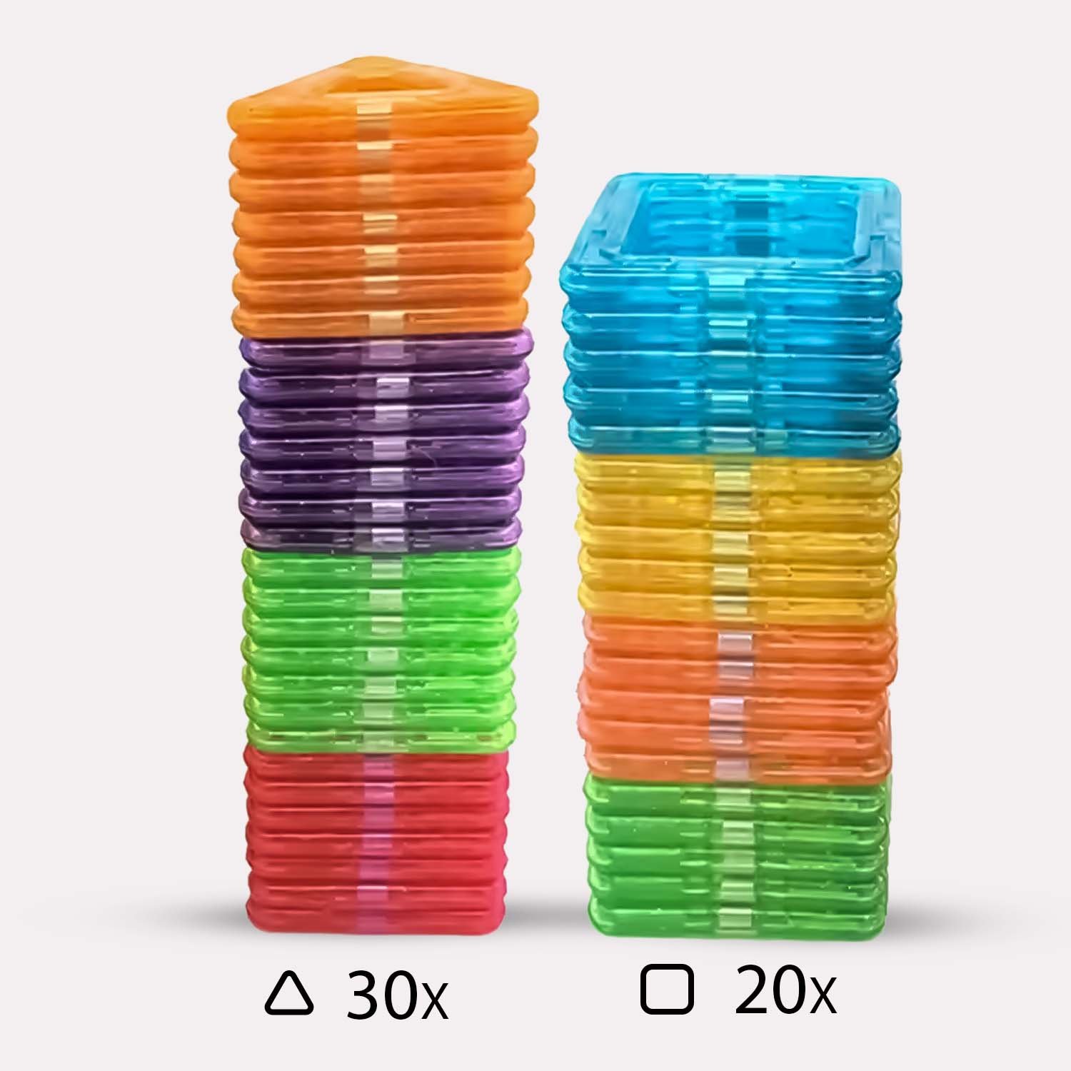 Jeu de Construction Magnétique 50 Pièces Plastique Transparent Orange et Vert