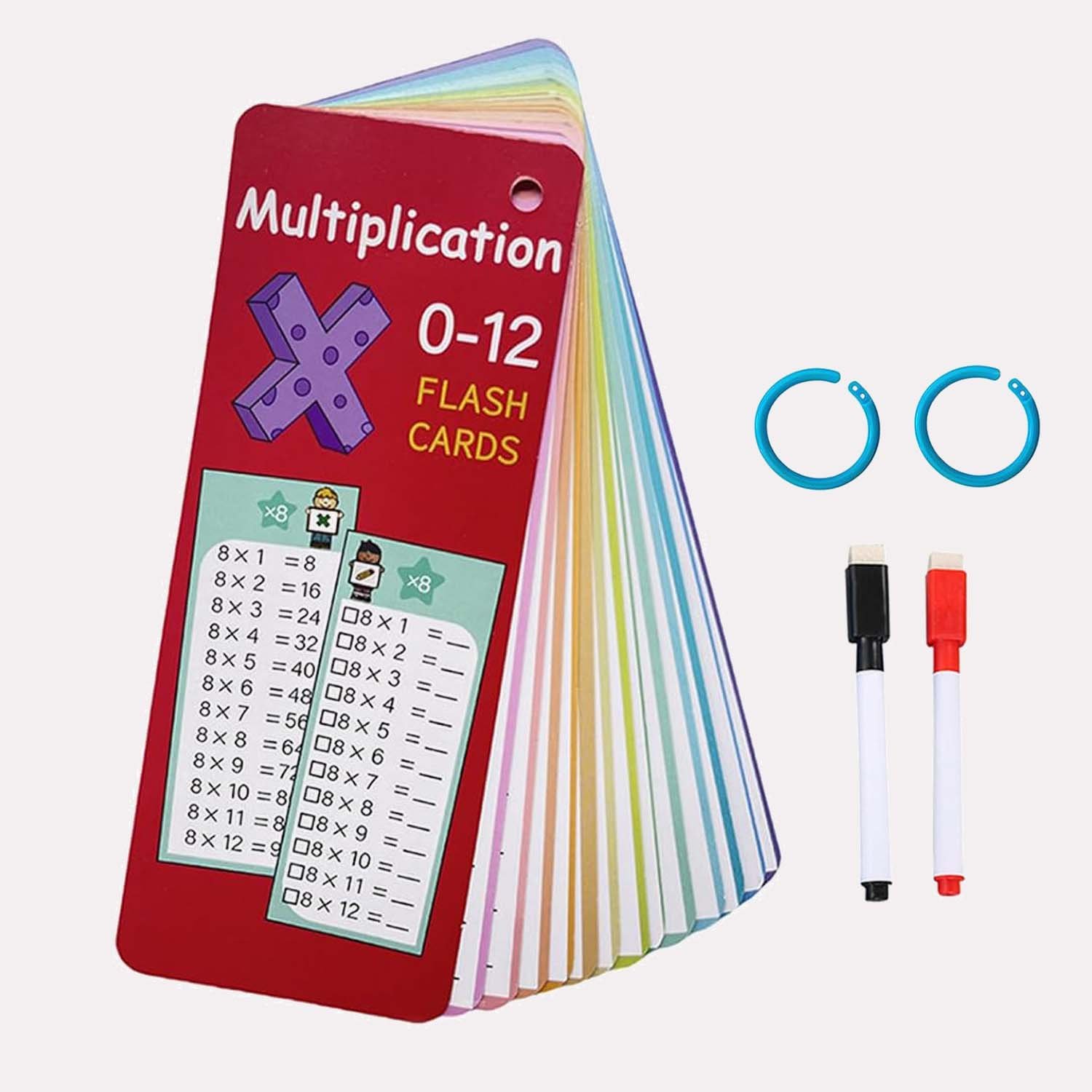 Cartes Flash Multiplication Colorées avec Finition Mate pour Enfants