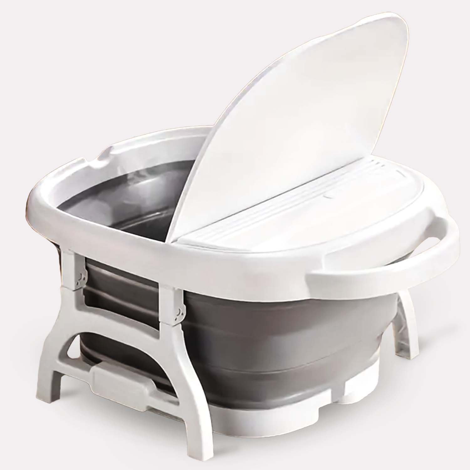 Bain de Pieds Pliable avec Massage en Plastique Blanc/Gris - Spa à Domicile