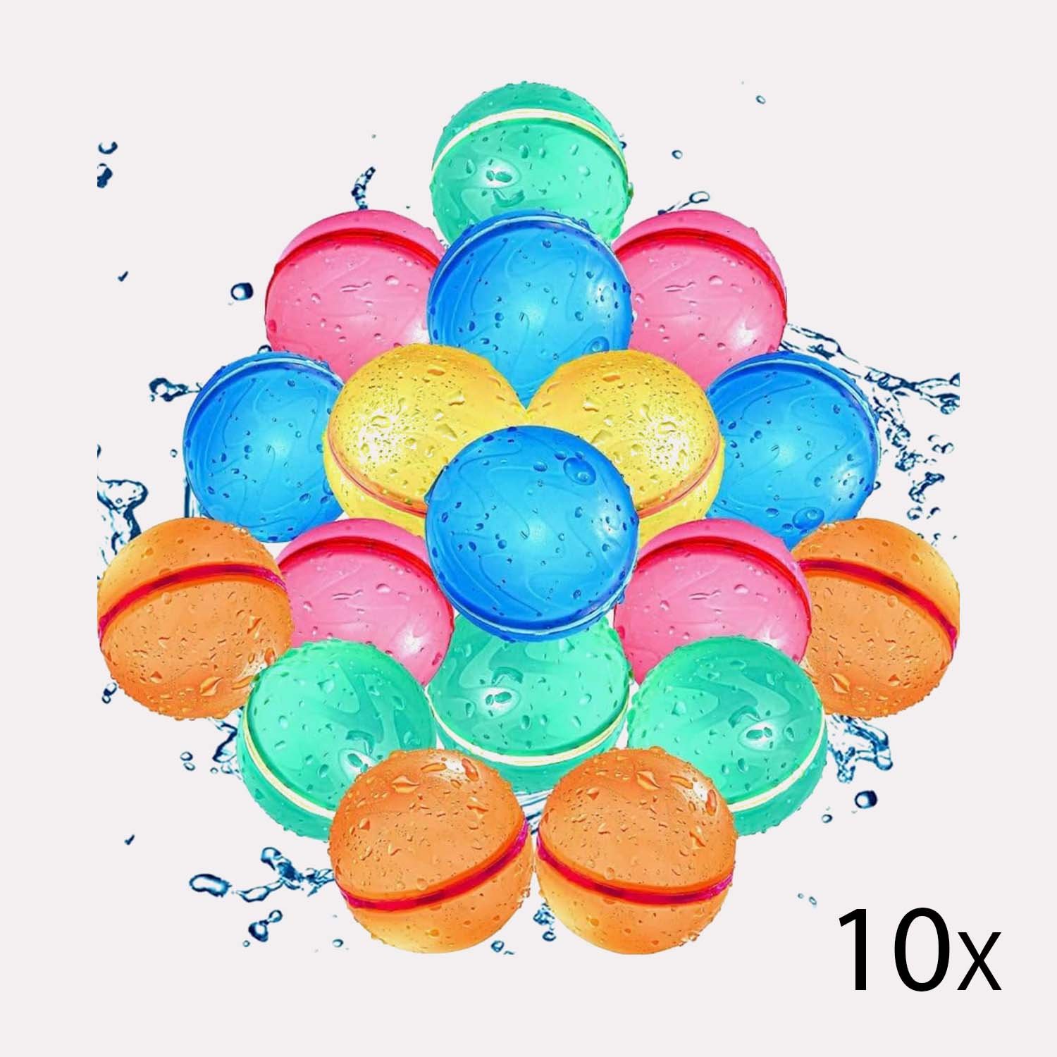 Ballons d'eau auto-fermants réutilisables en plastique - Rose/Vert