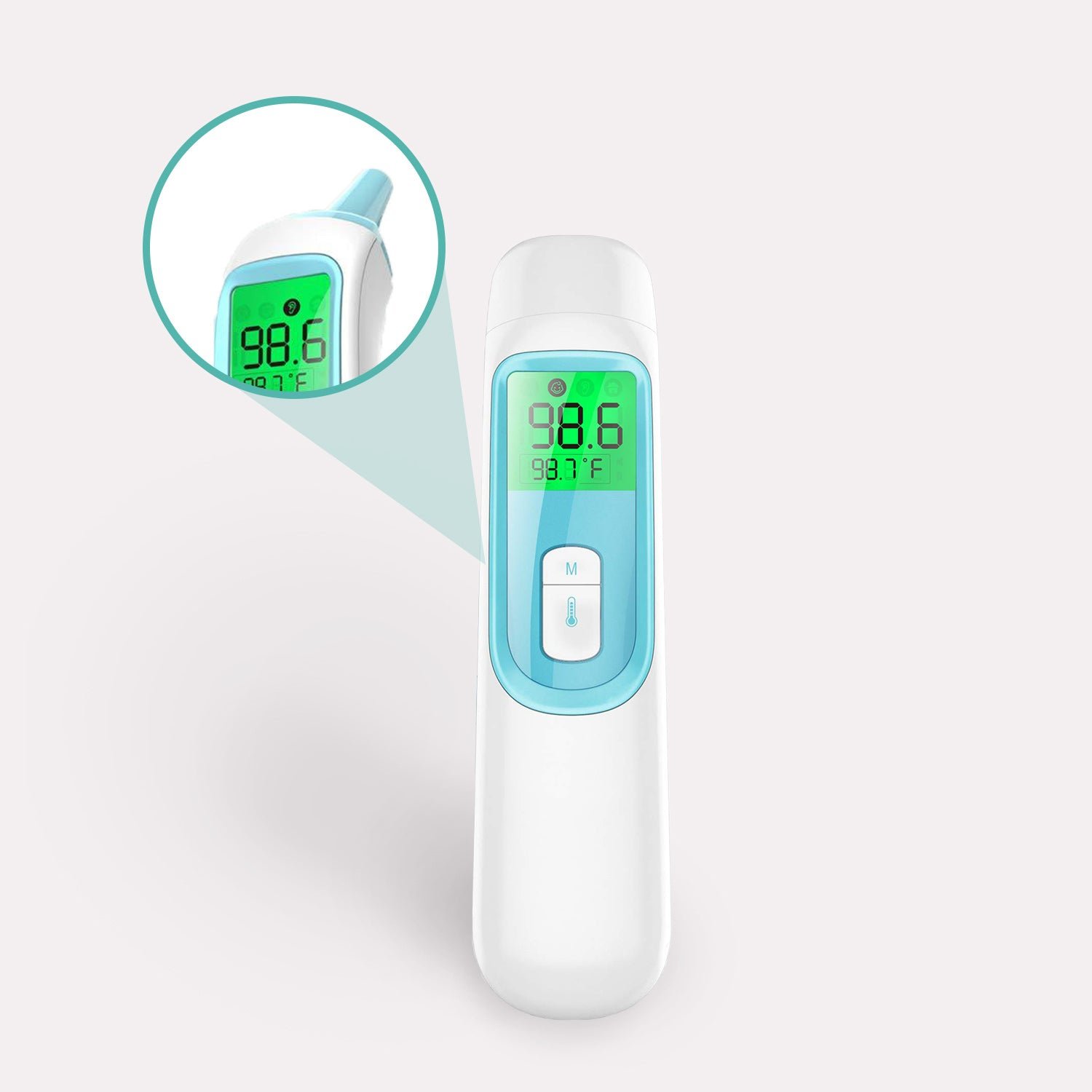 Thermomètre Frontal Sans Contact Précis Plastique Blanc/Bleu Hygiénique