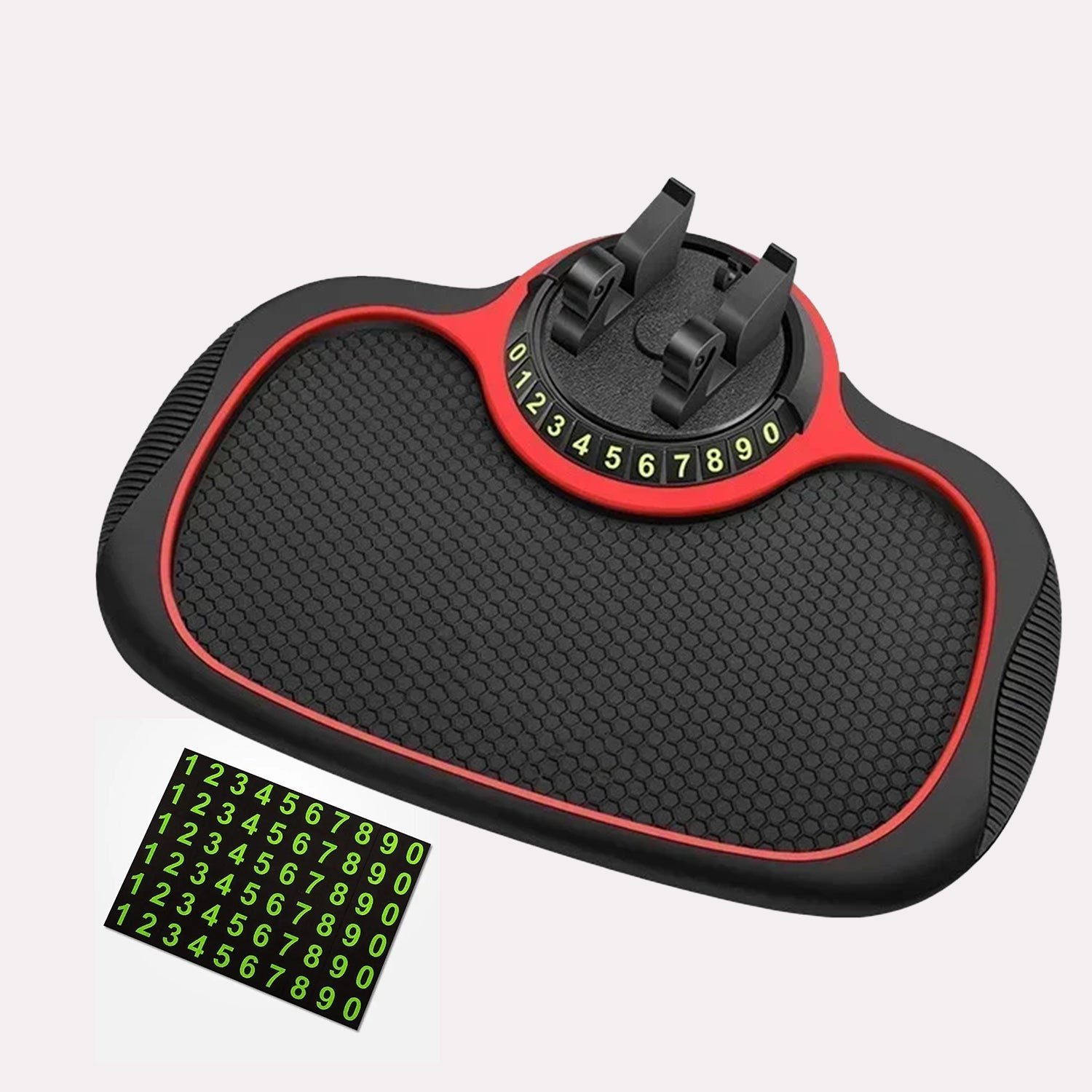 Support Téléphone Voiture Antidérapant Ajustable en Plastique et Gomme Noir/Rouge