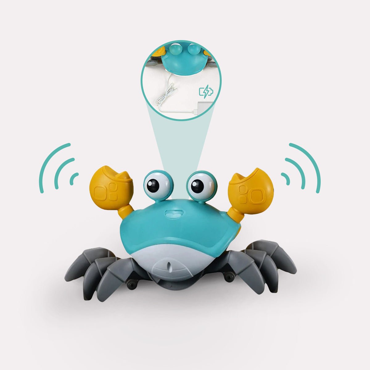 Jouet Crabe Chantant Interactif en Plastique Turquoise pour Enfants 3-6 Ans