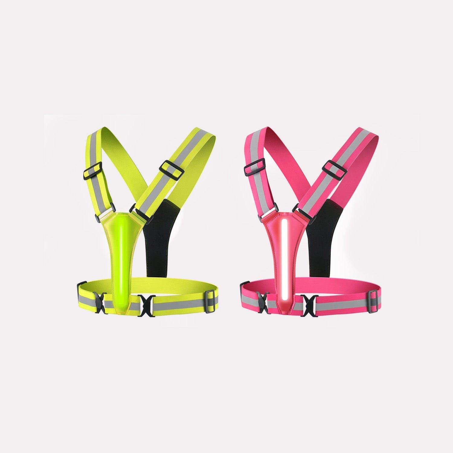 Veste Réfléchissante LED Cyclisme Ajustable Haute Visibilité Vert et Rose