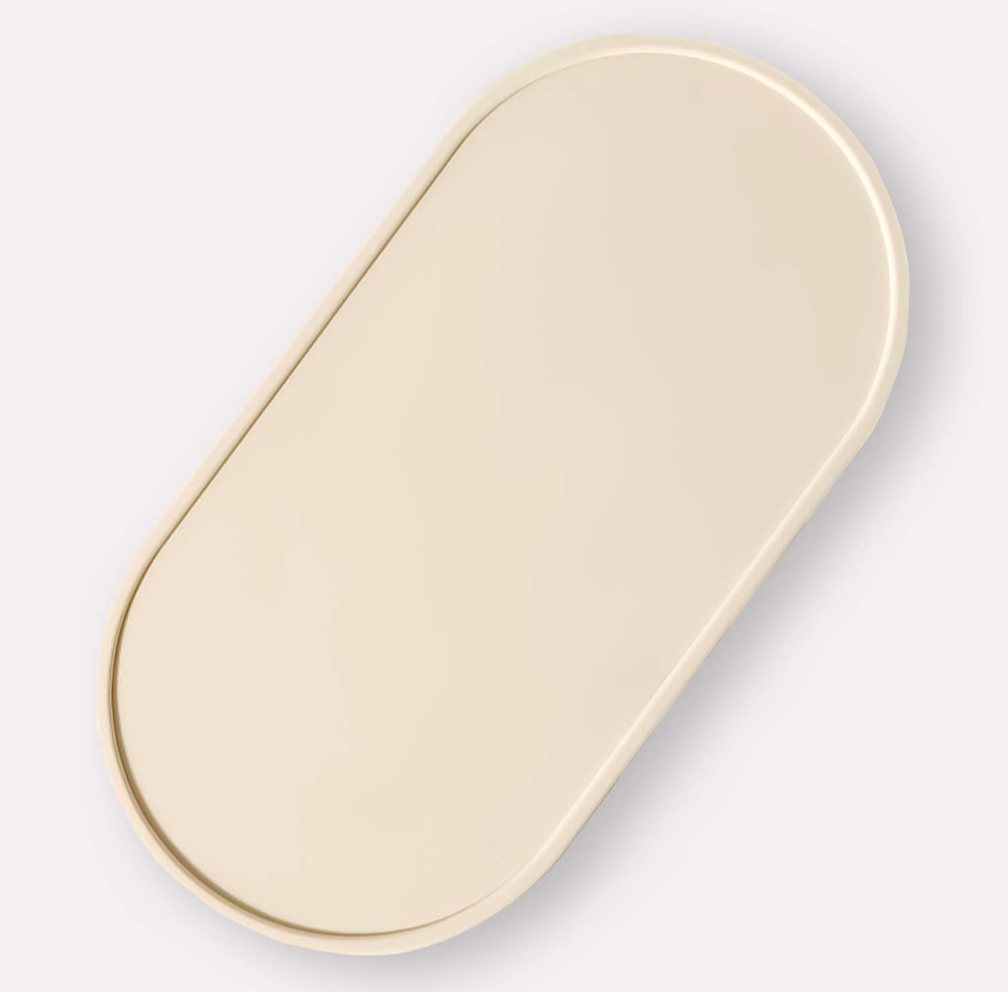 Tapis Antidérapant pour Gamelles de Chien Beige en Silicone - Design Élégant et Pratique