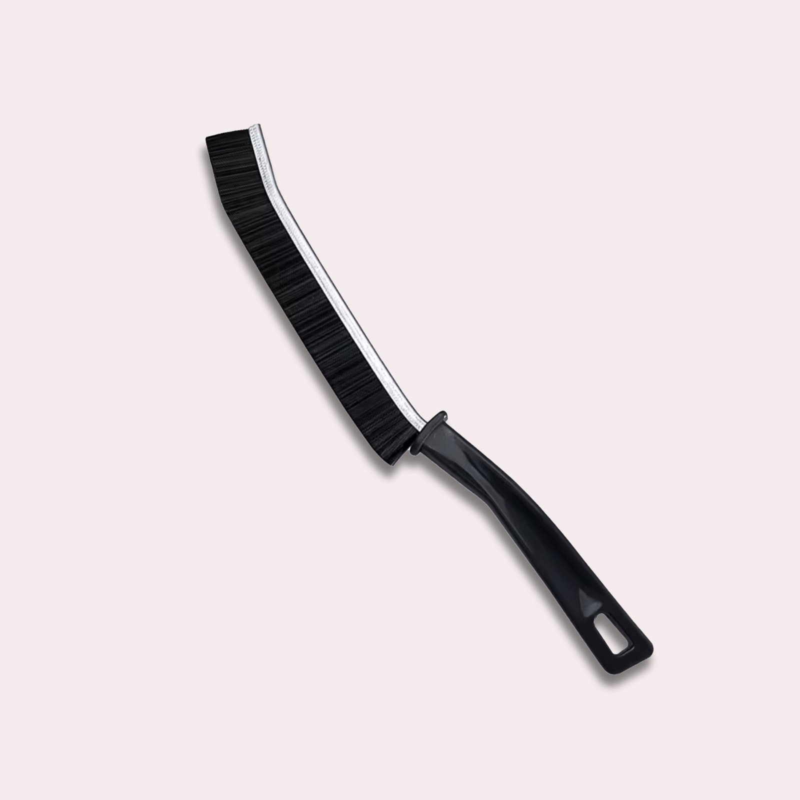 Brosse de Nettoyage Ergonomique pour Zones Étroit Plastique et Poils Noir et Blanc