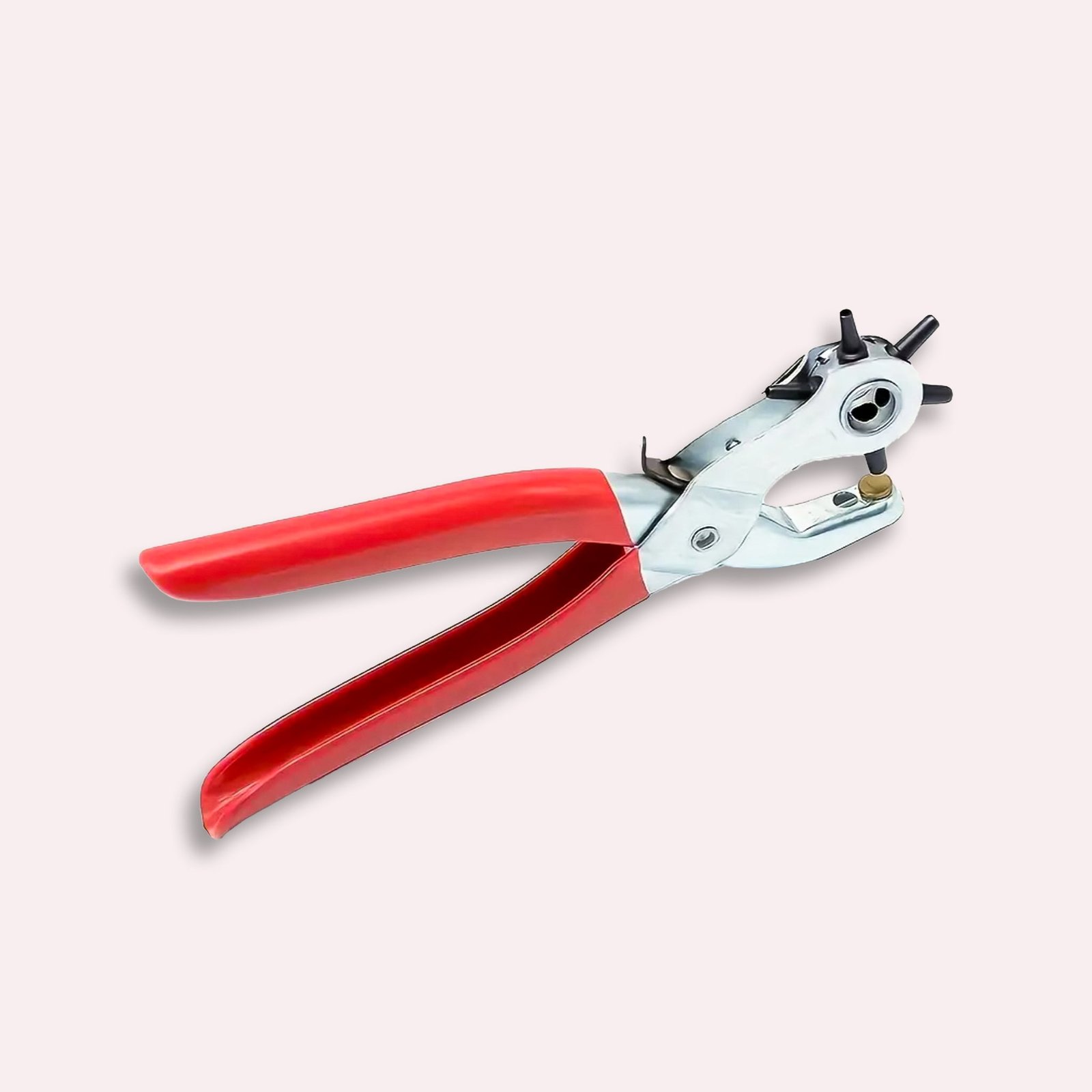 Hullemaskine til Læder Ergonomisk Design Rød et Sølv Præcise Huller Drejehoved