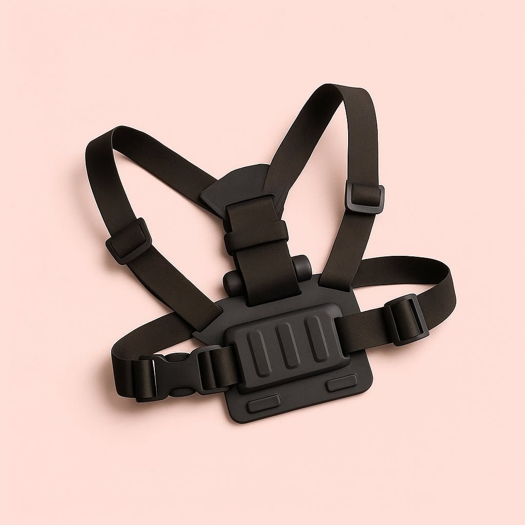 brystsele-med-mobilholder-justerbar-og-robust-til-aktiv-livsstil-sort-the-harness-is-displayed-on_15245477511555_scene2 Enhanced Brystsele med Mobilholder - Justerbar og Robust til Aktiv Livsstil, Sort. The harness is displayed on a sleek, minimalist work desk, surrounded by tech gadgets and a steaming coffee cup, highlighting its versatility for both active outdoor adventures and urban everyday use.