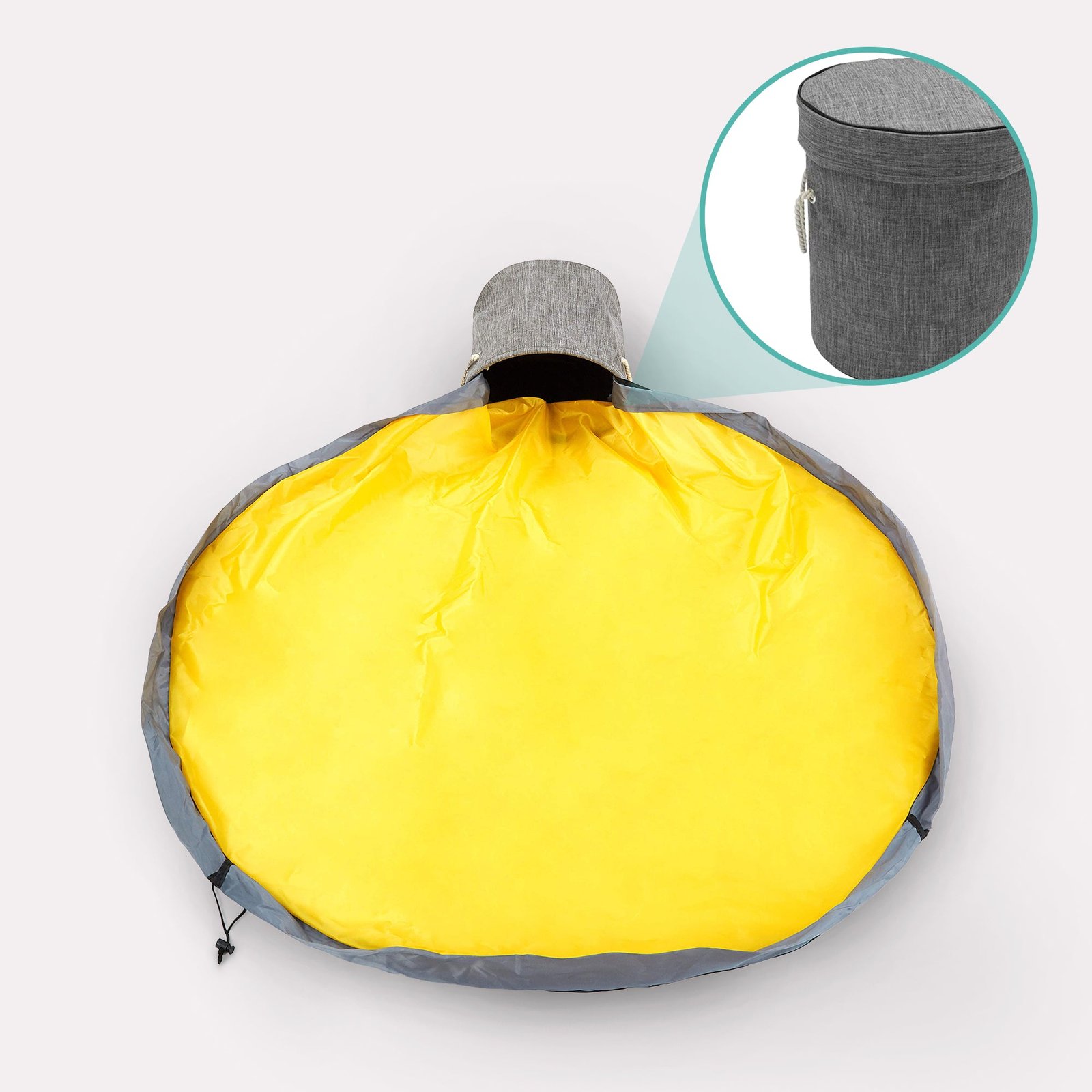 Panier de Rangement Jouets Gris Jaune en Tissu Imperméable avec Fermeture Pratique