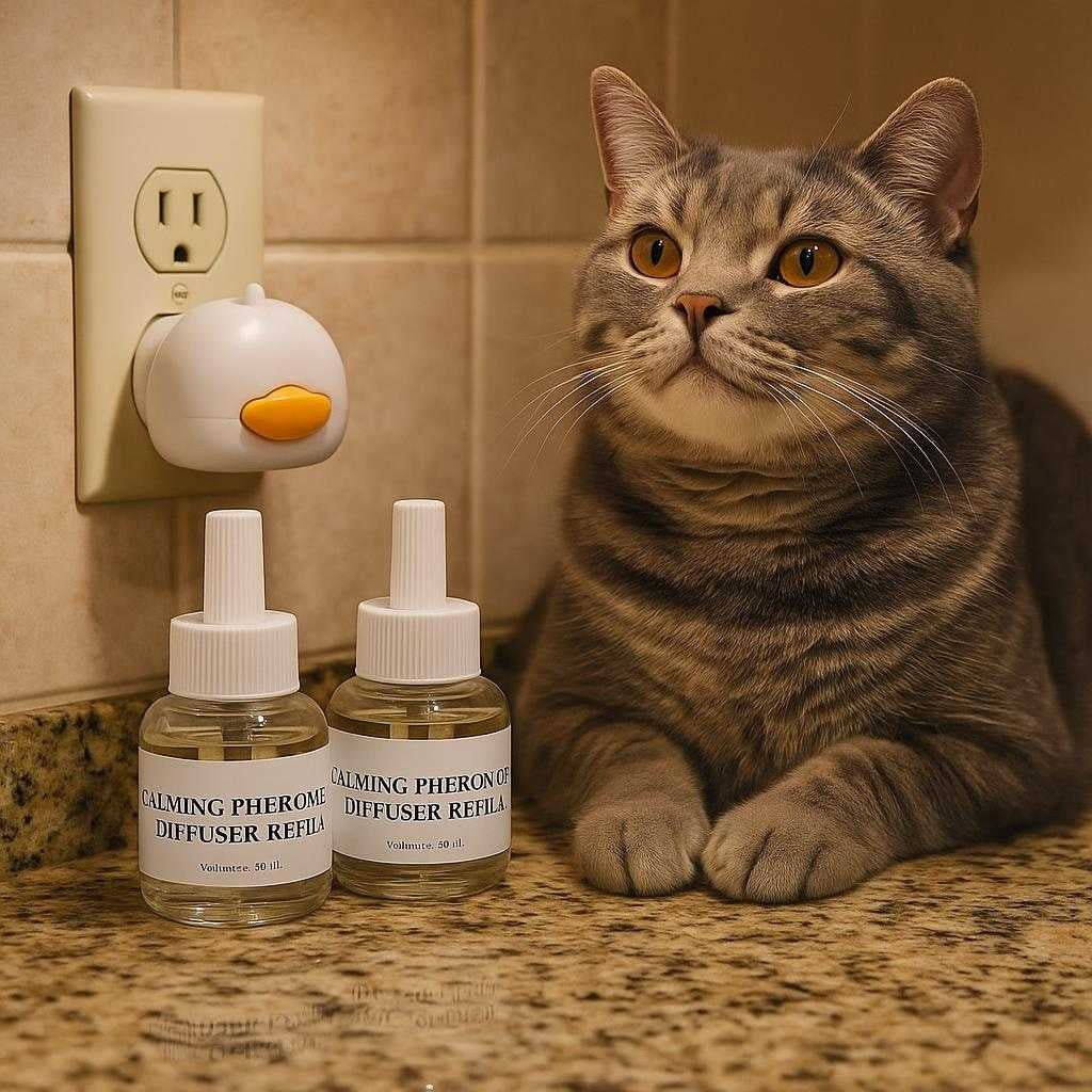 pheromondiffuser-til-katte-reducerer-stress-og-a_15206463144323_scene2 Pheromondiffuser til katte - Reducerer stress og angst med beroligende feromoner: A different realistic kitchen setting where the product is securely positioned on a granite countertop.