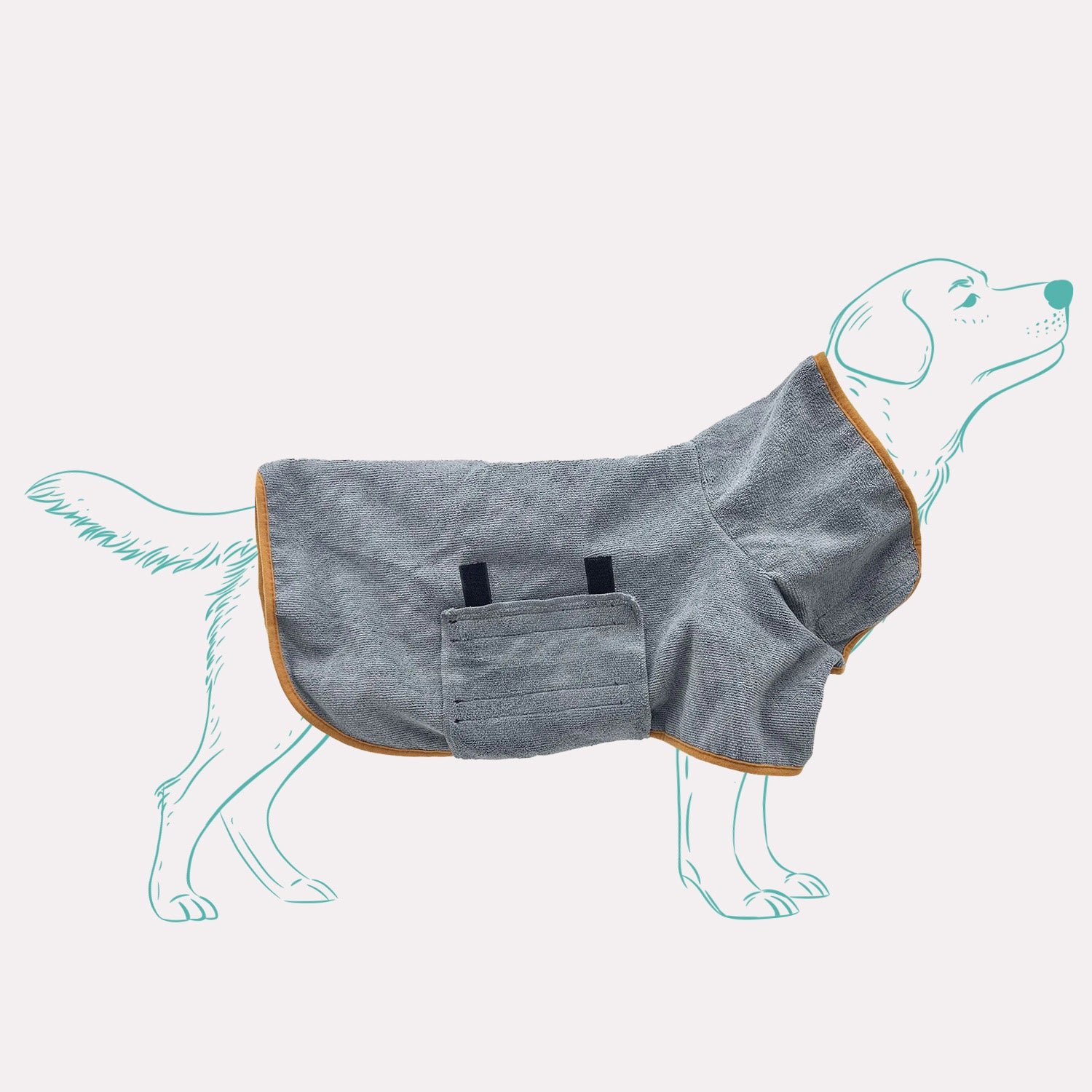 Peignoir Microfibre Chien Séchage Rapide Confort Gris avec Bordure Orange