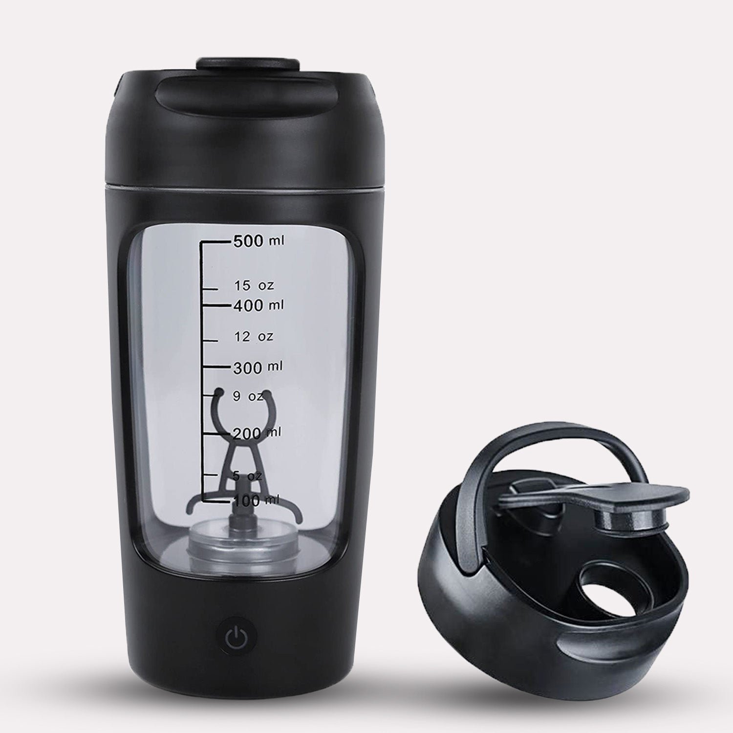 Shaker à Protéines Électrique 500ml Noir - Mélange Sans Grumeaux Rechargeable