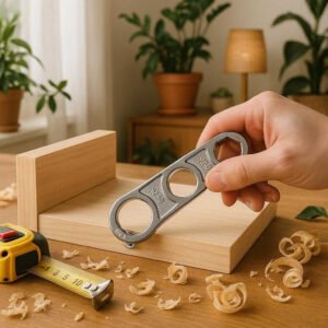 Universal nøgle med multi-størrelse åbninger - Ideel til mekanisk arbejde, konstruktion og hjemmereparationer: A cozy home workshop, where the universal key is effortlessly incorporated into a home improvement project.